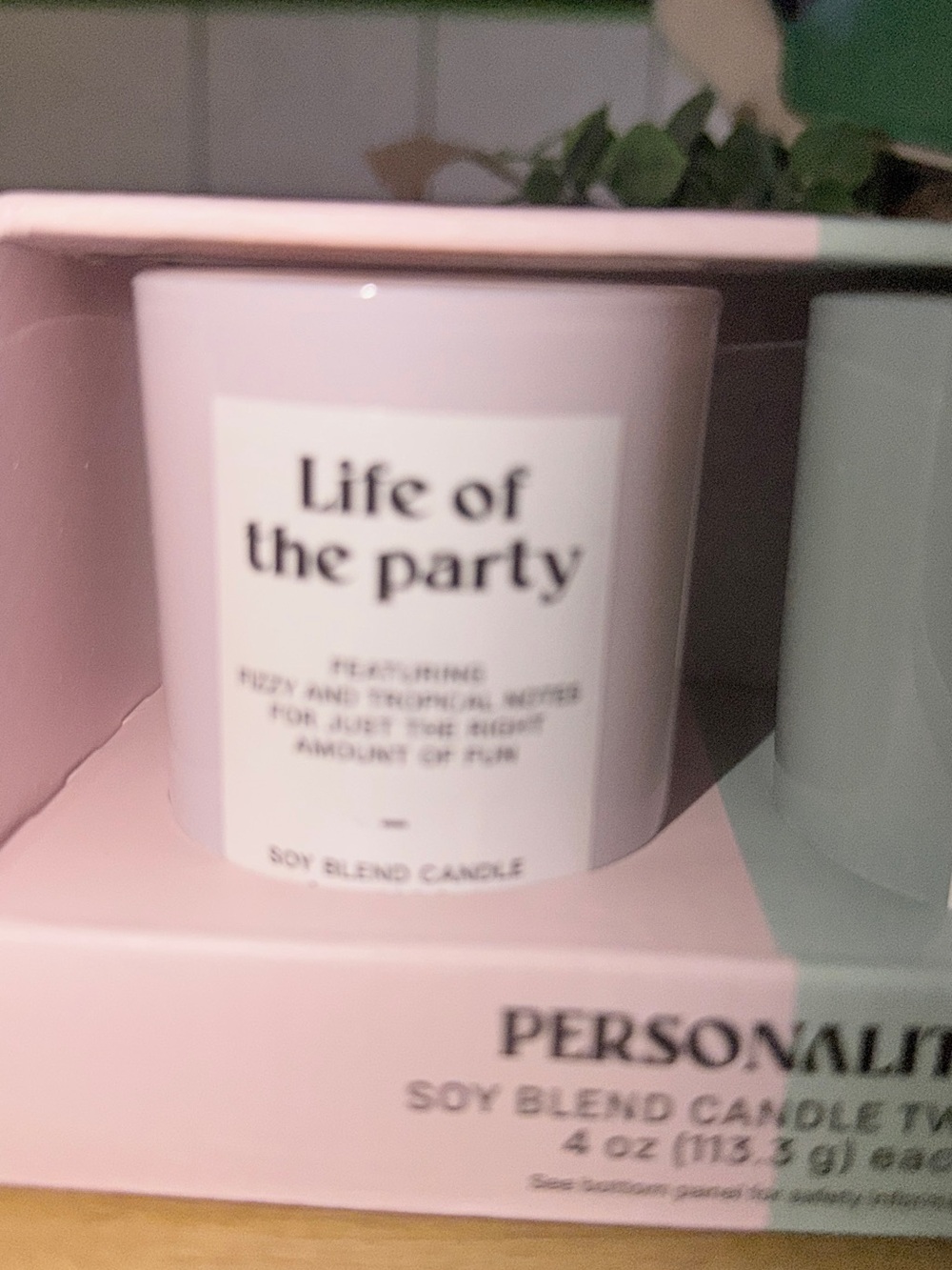 Personalities Soy Blend Candle Two-Pack - Pastel Pink & Mint - Picture 3 of 4